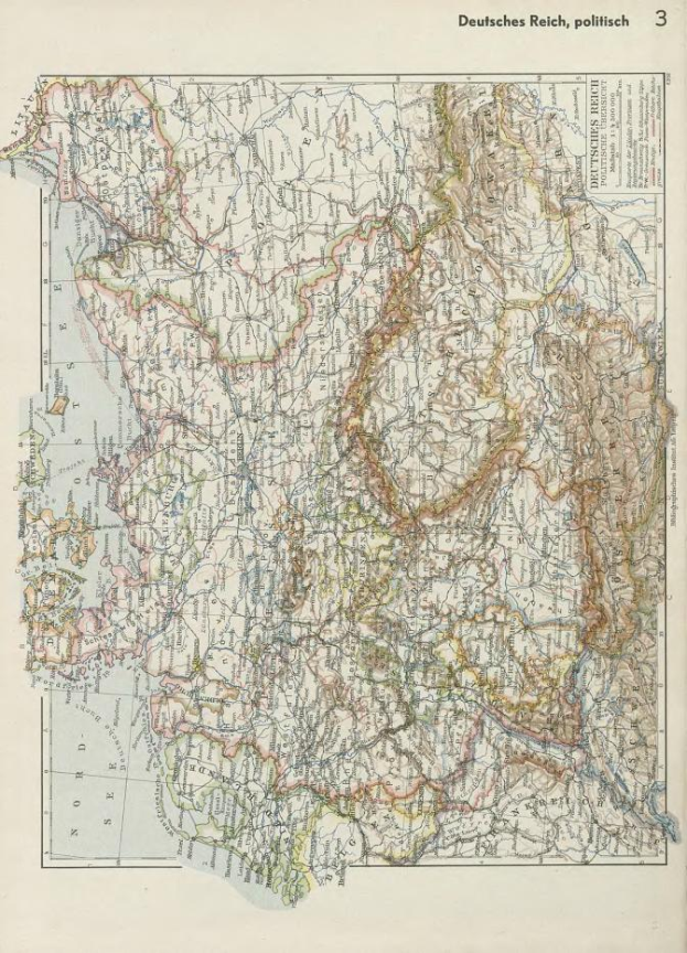 Eine Karte Deutschlands aus dem 19. Jahrhundert, die die politischen Teilungen zeigt.