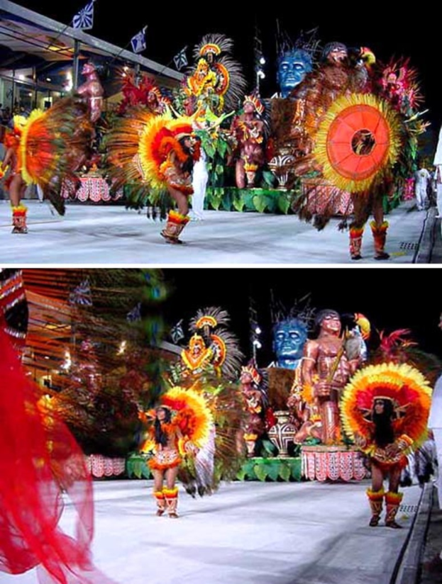 Eine Collage mit Menschen, die etwas darstellen, einer Statue und einem Gebäude.