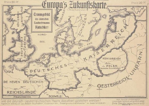Ein altes early-20th-century-Karte von Europa, die das Ausma├č der Europ├Ąischen Union zeigt, mit handgeschriebener Text auf dem Papier.