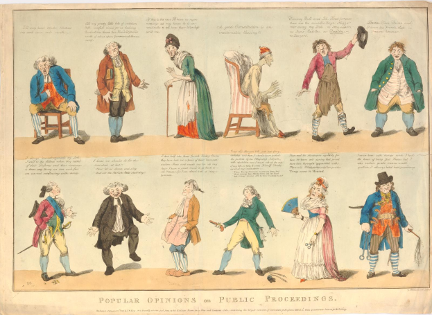 Eine Zeitung mit Bildern von Menschen und Text, der öffentliche Meinungen zu Verfahren diskutiert.