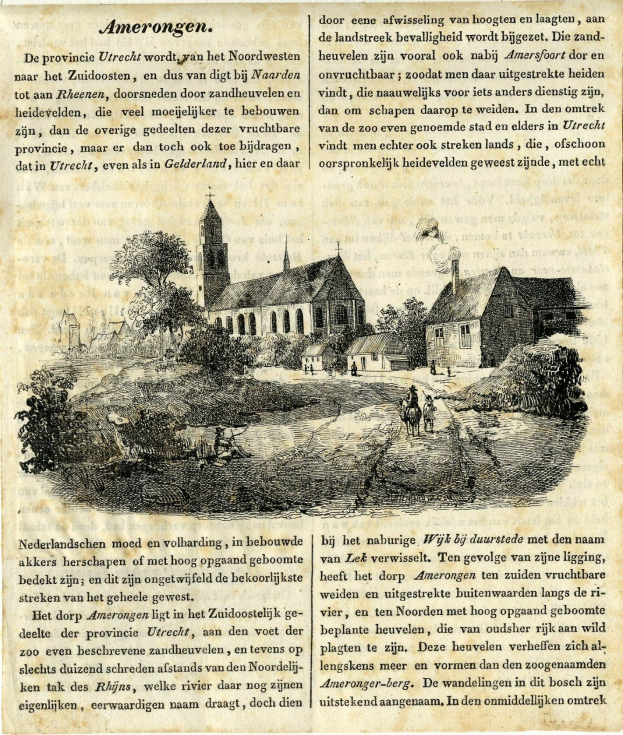 Ein abgenutztes Buchcover mit einer detaillierten Illustration eines Dorfes, einschließlich Häusern, Bäumen und Menschen, sowie sichtbarem Text.