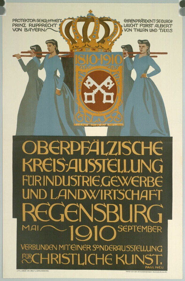 Plakat zur deutschen Revolution von 1910 mit einer Gruppe von Menschen und einer Krone, mit Text zu den Ereignissen.